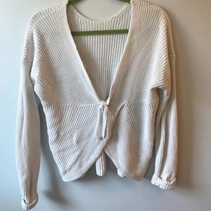 Loft white sweater with tie back